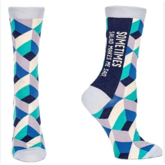 NWOT Blue Q Salad makes me sad Women’s Crew Socks - Picture 1 of 4